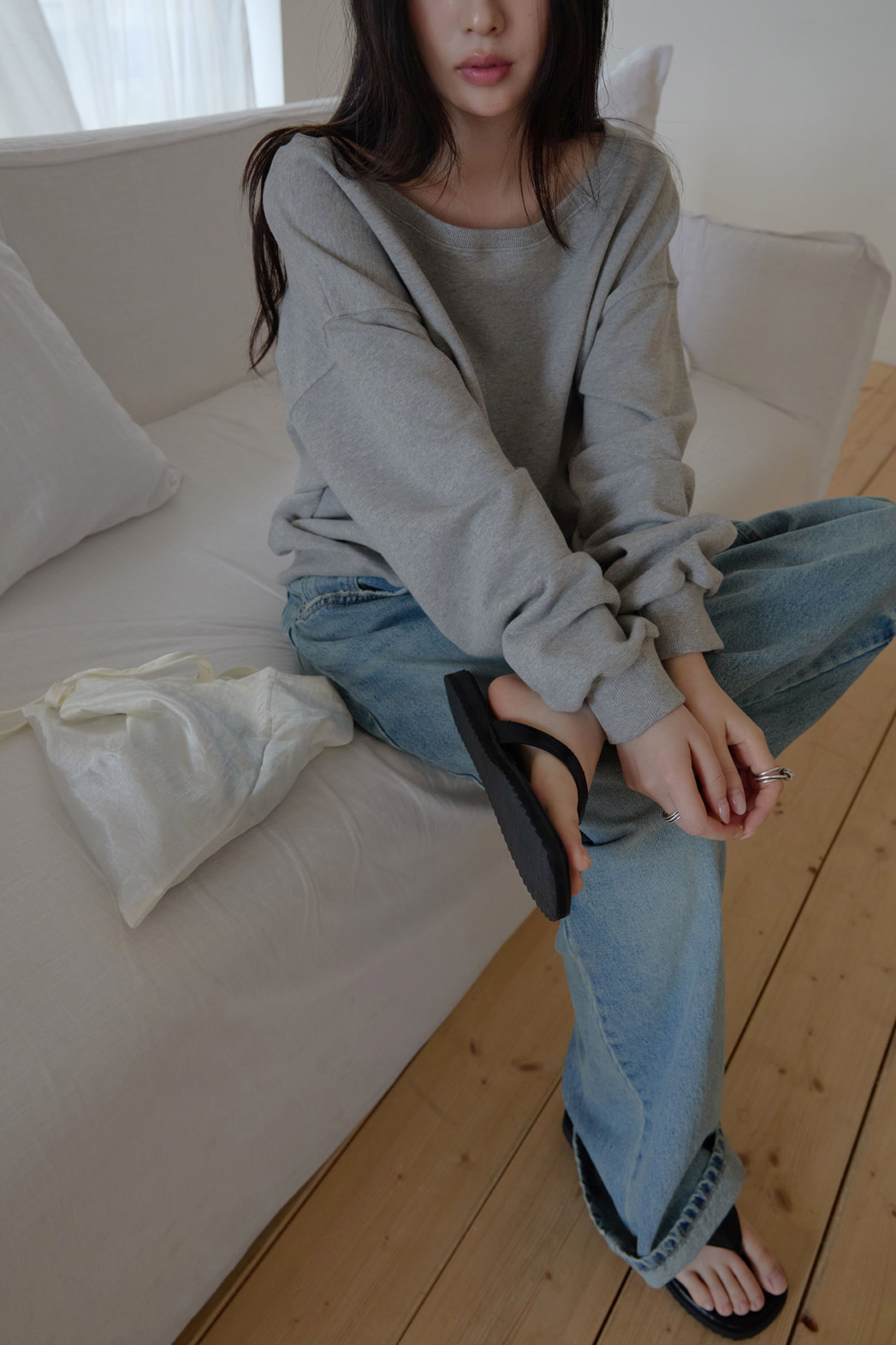 コットンオフショルダーベーシック無地スウェット春秋 | 詳細画像19