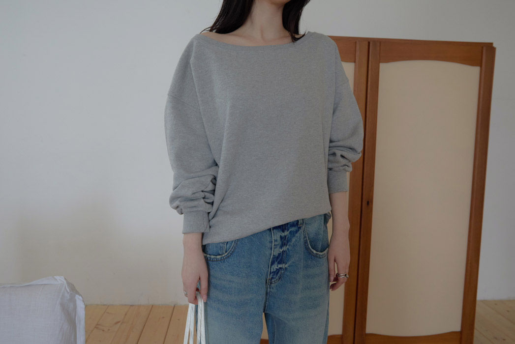 コットンオフショルダーベーシック無地スウェット春秋 | 詳細画像22