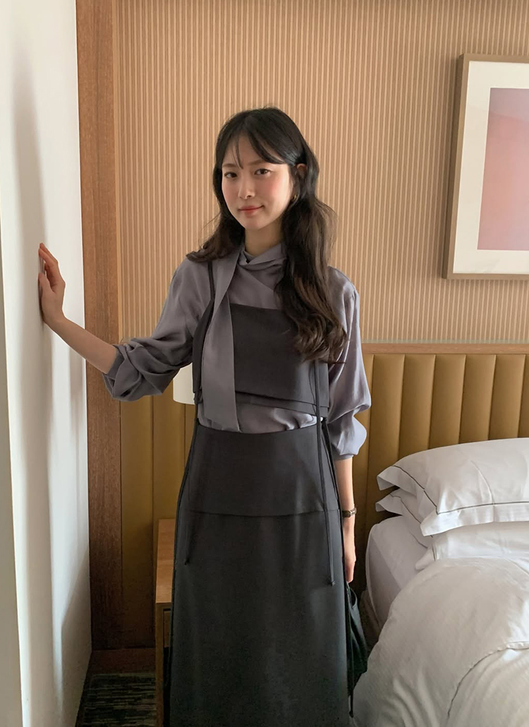 リボン(固定)ボタンショート無地ビスチェSS | レディースファッション