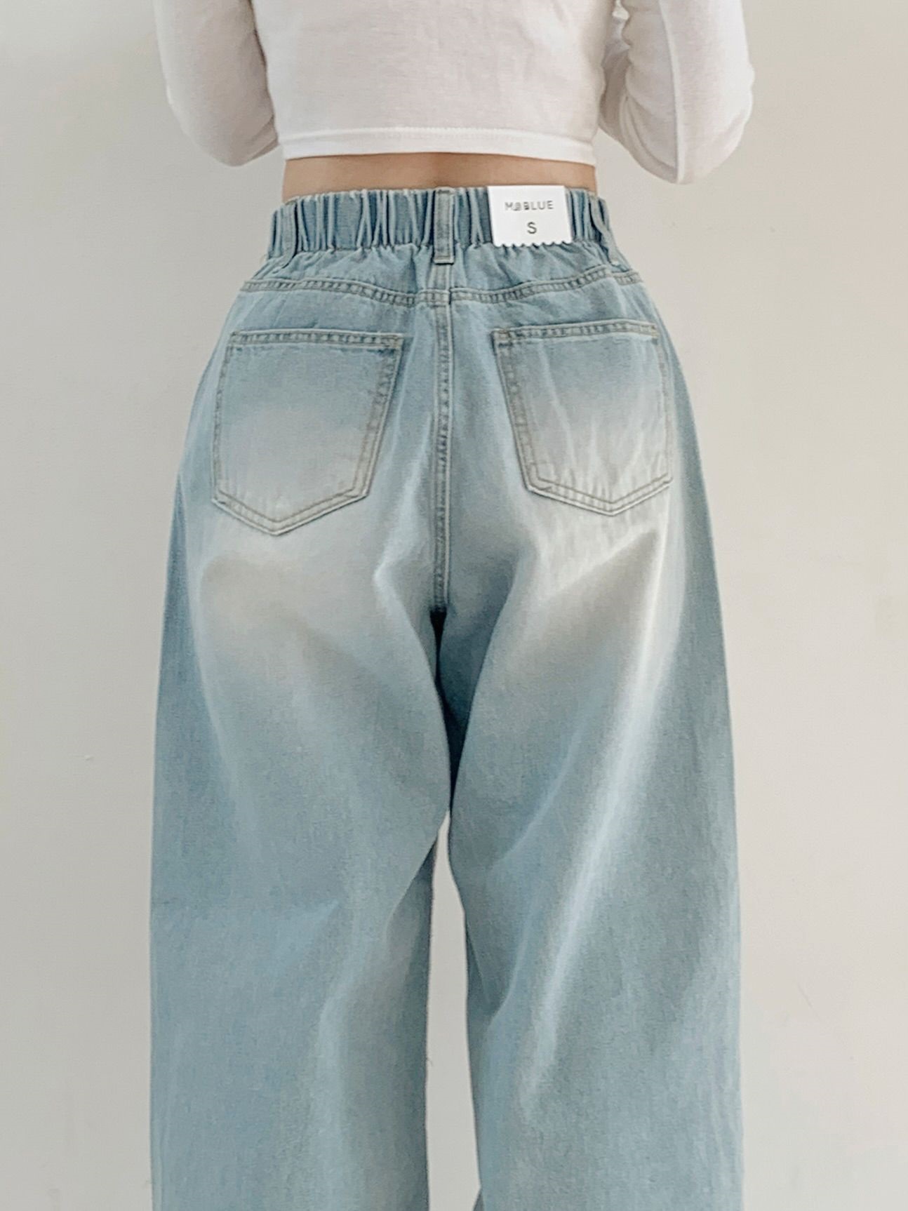 コットンウォッシングバックゴムバルーンワイドデニムパンツ | 詳細画像3