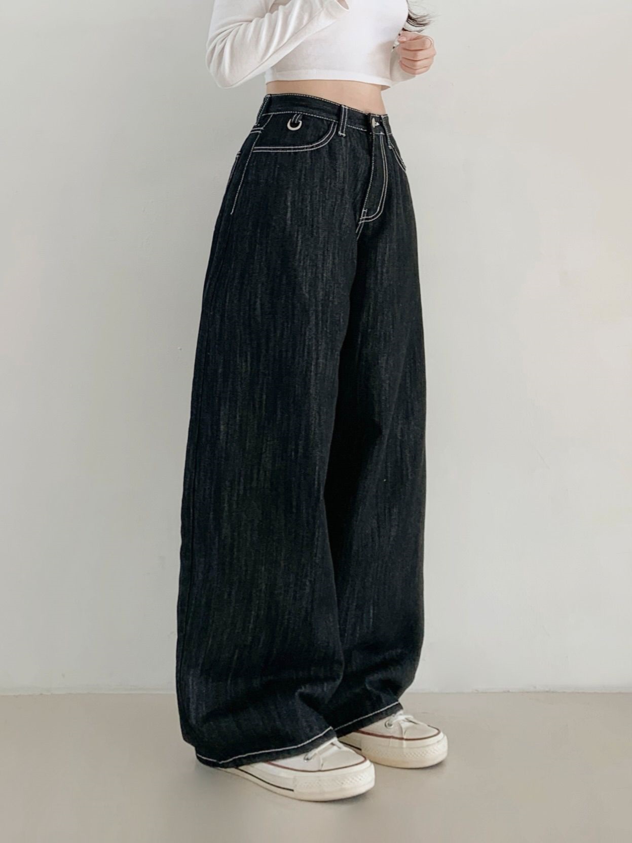 ノンフェードコットンステッチバルーンワイドDリングデニムパンツ | 詳細画像2