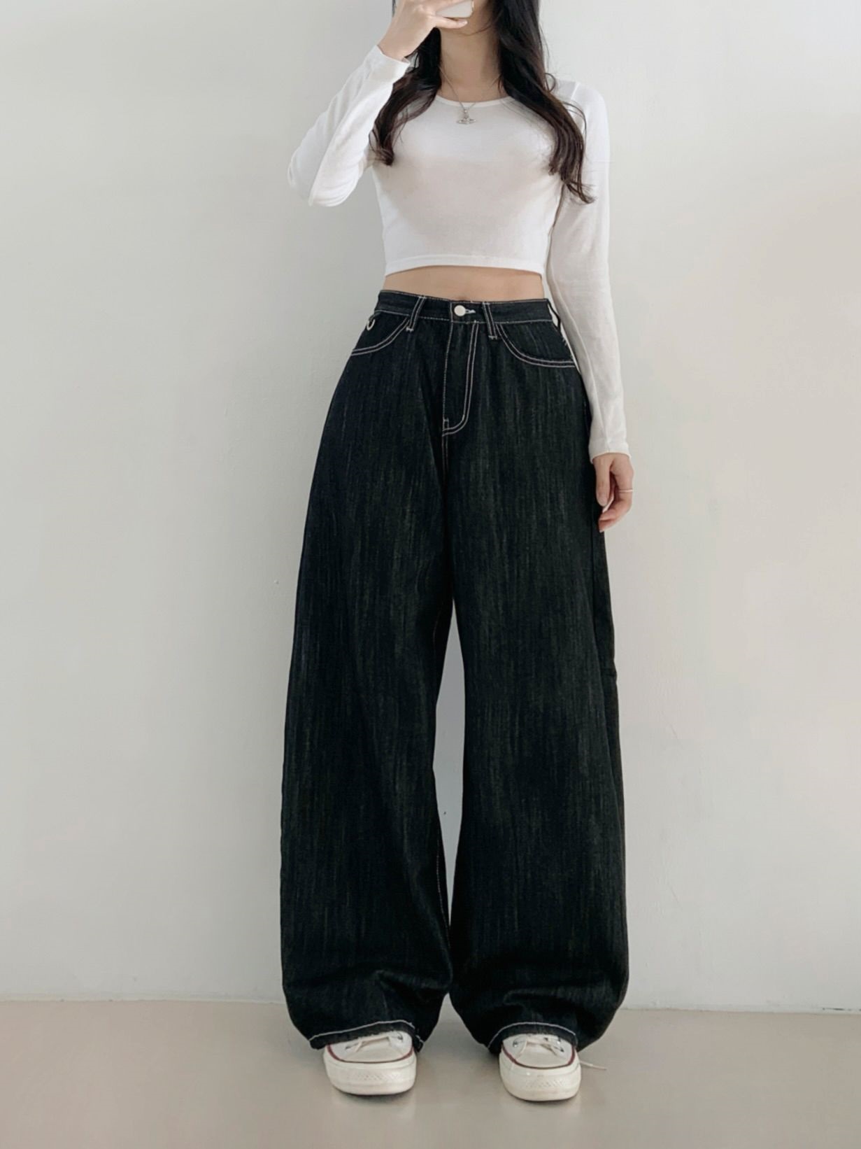 ノンフェードコットンステッチバルーンワイドDリングデニムパンツ | 詳細画像3