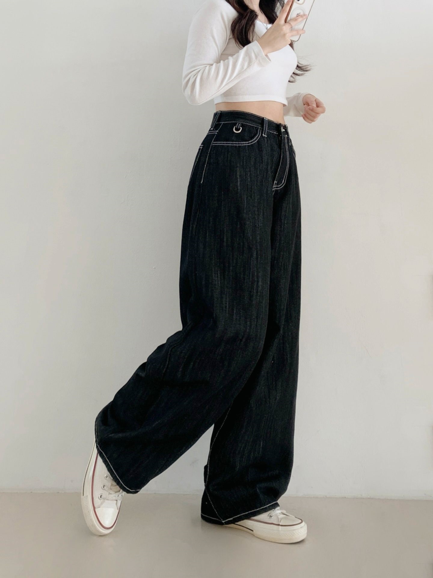ノンフェードコットンステッチバルーンワイドDリングデニムパンツ | 詳細画像4