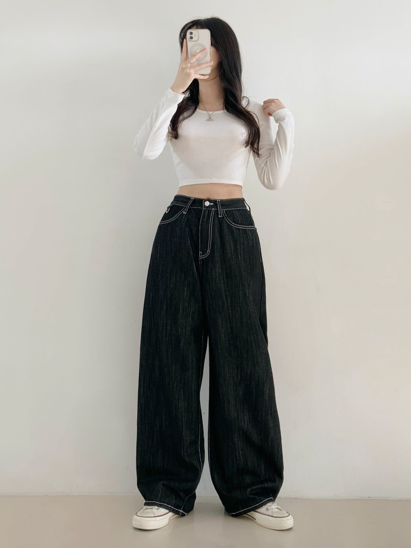 ノンフェードコットンステッチバルーンワイドDリングデニムパンツ | 詳細画像10