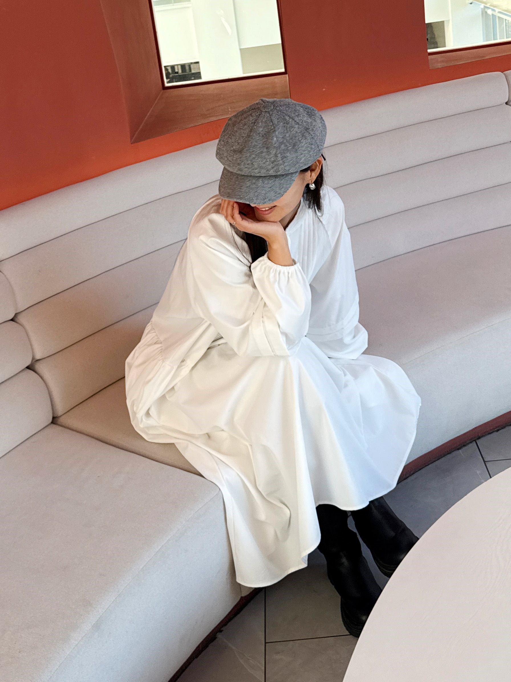 リボン(固定)シャーリングピンタックオーバーサイズロング長袖ワンピース | 詳細画像5