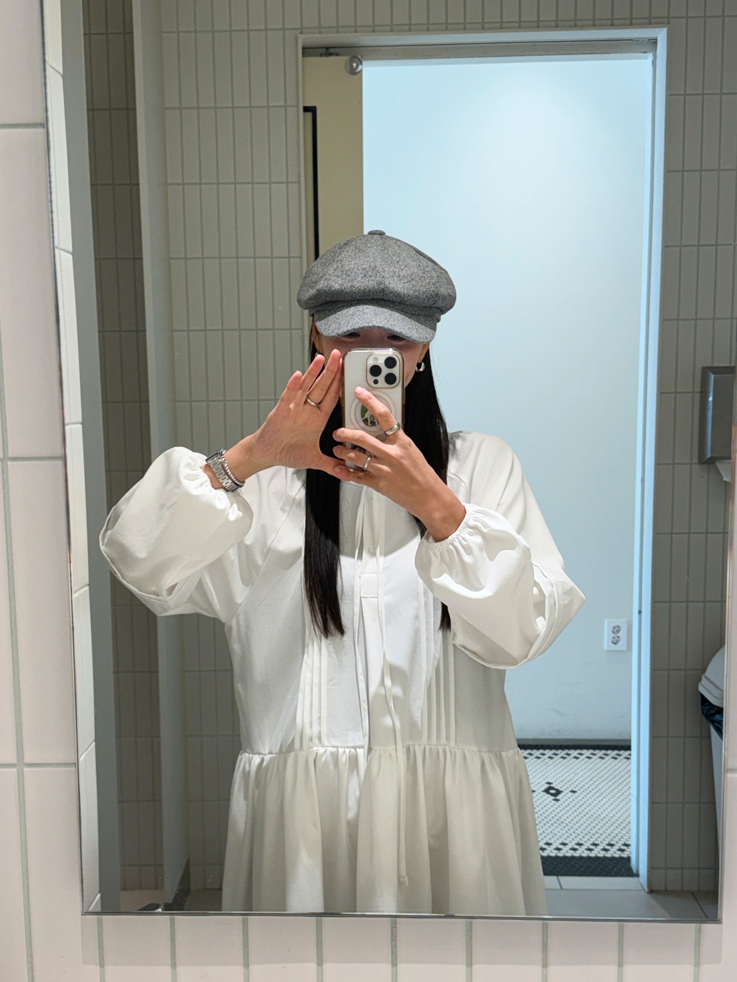 リボン(固定)シャーリングピンタックオーバーサイズロング長袖ワンピース | 詳細画像12