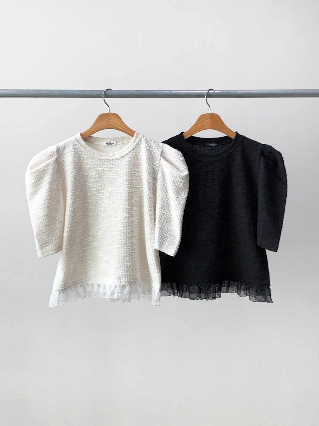 ツイードチュールラウンドネックパフスリーブ半袖ブラウス | 詳細画像17