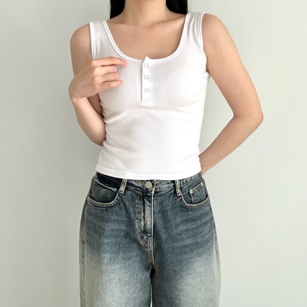 Uネックスナップボタンノースリーブ | 詳細画像2