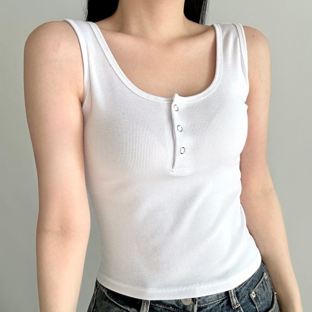 Uネックスナップボタンノースリーブ | 詳細画像3