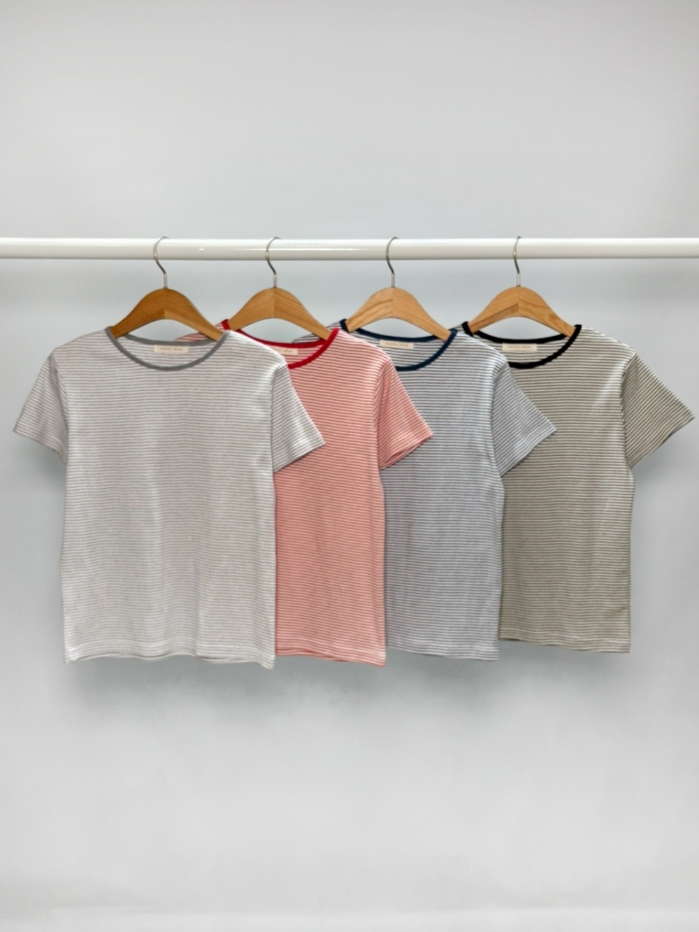 コットンラウンドネックベーシック半袖ボーダーTシャツ | 詳細画像8