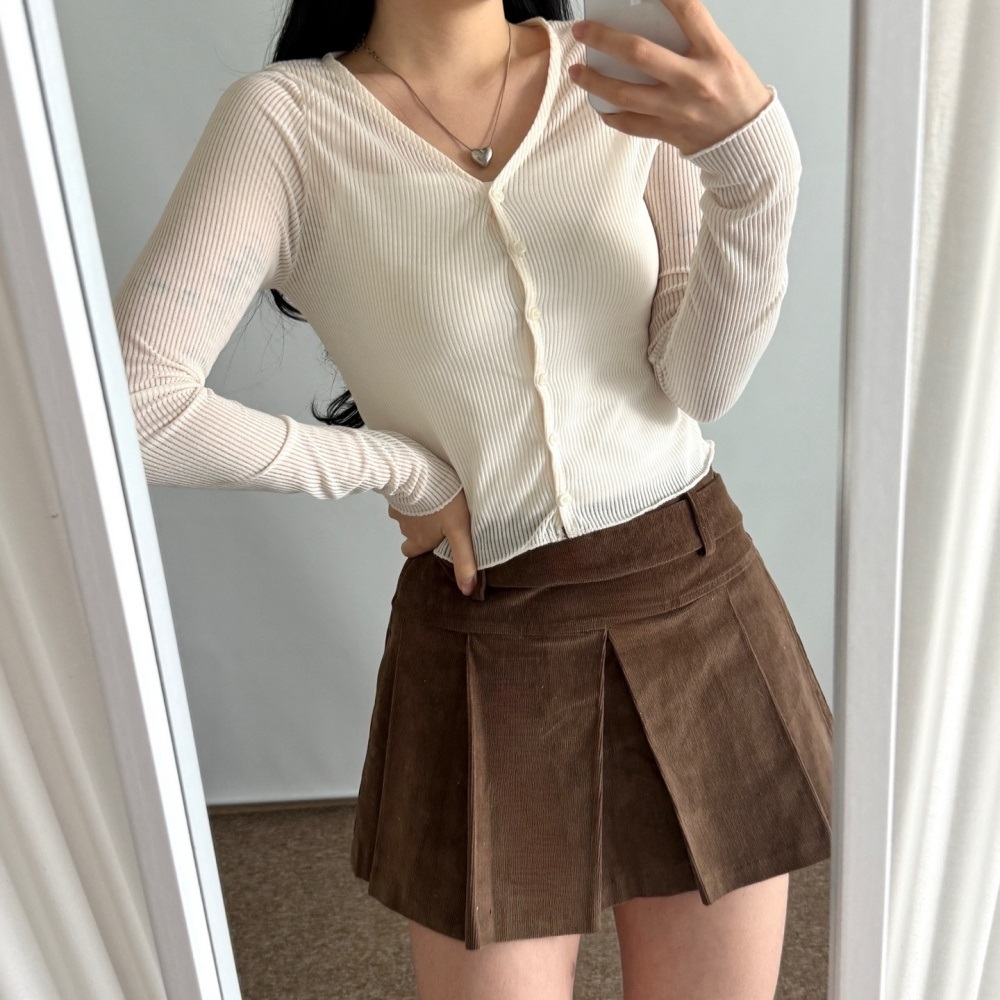 リブVネックベーシック長袖カーディガン | 詳細画像10