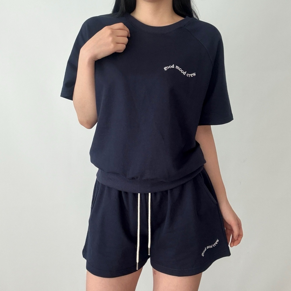 コットンラウンドネックベーシックラグラン半袖レタリングスウェット | 詳細画像2