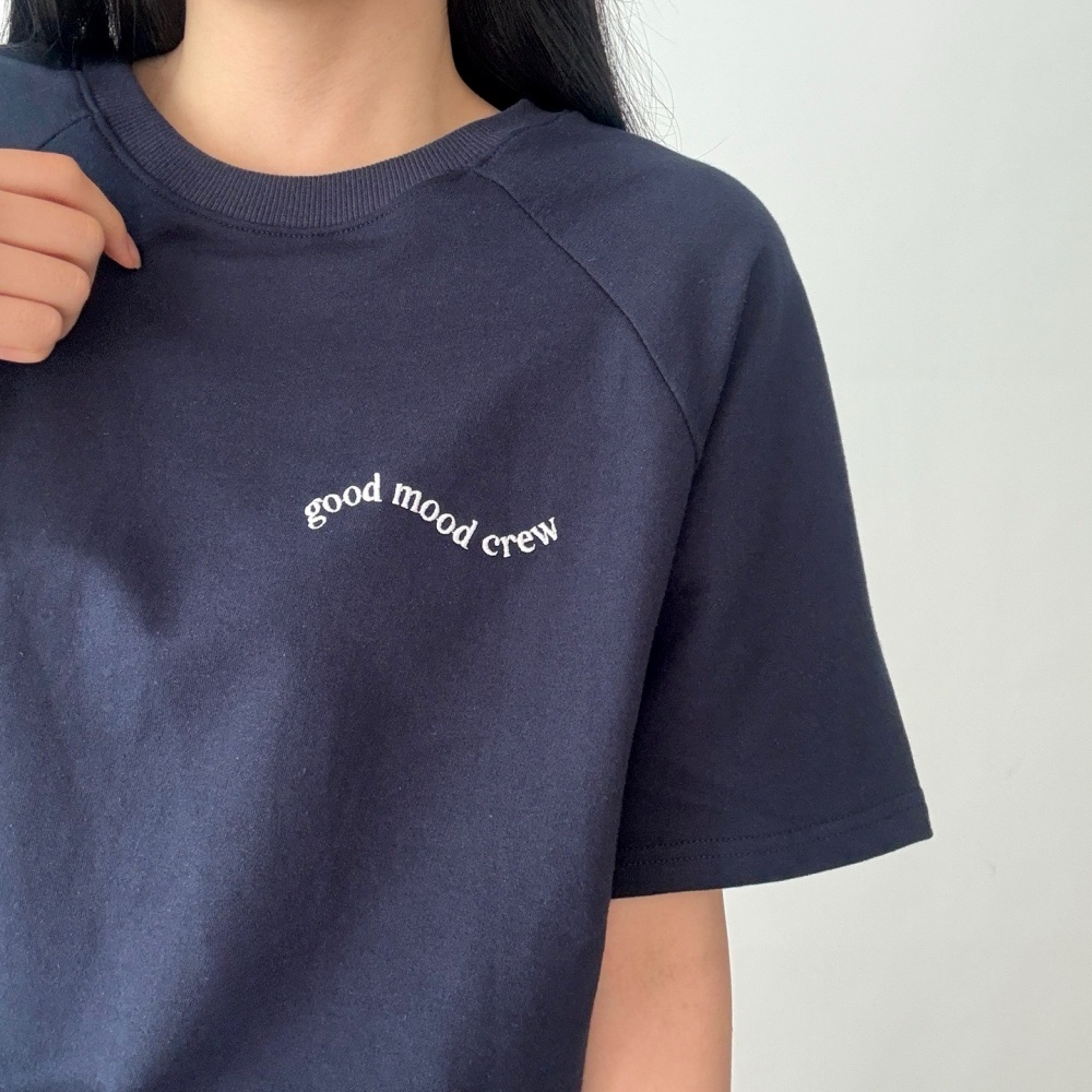 コットンラウンドネックベーシックラグラン半袖レタリングスウェット | 詳細画像3