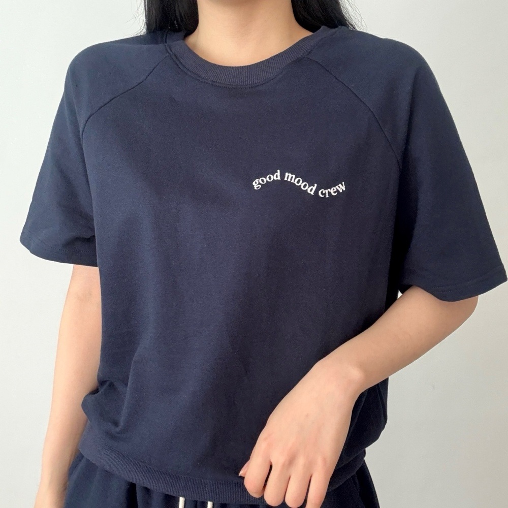 コットンラウンドネックベーシックラグラン半袖レタリングスウェット | 詳細画像4