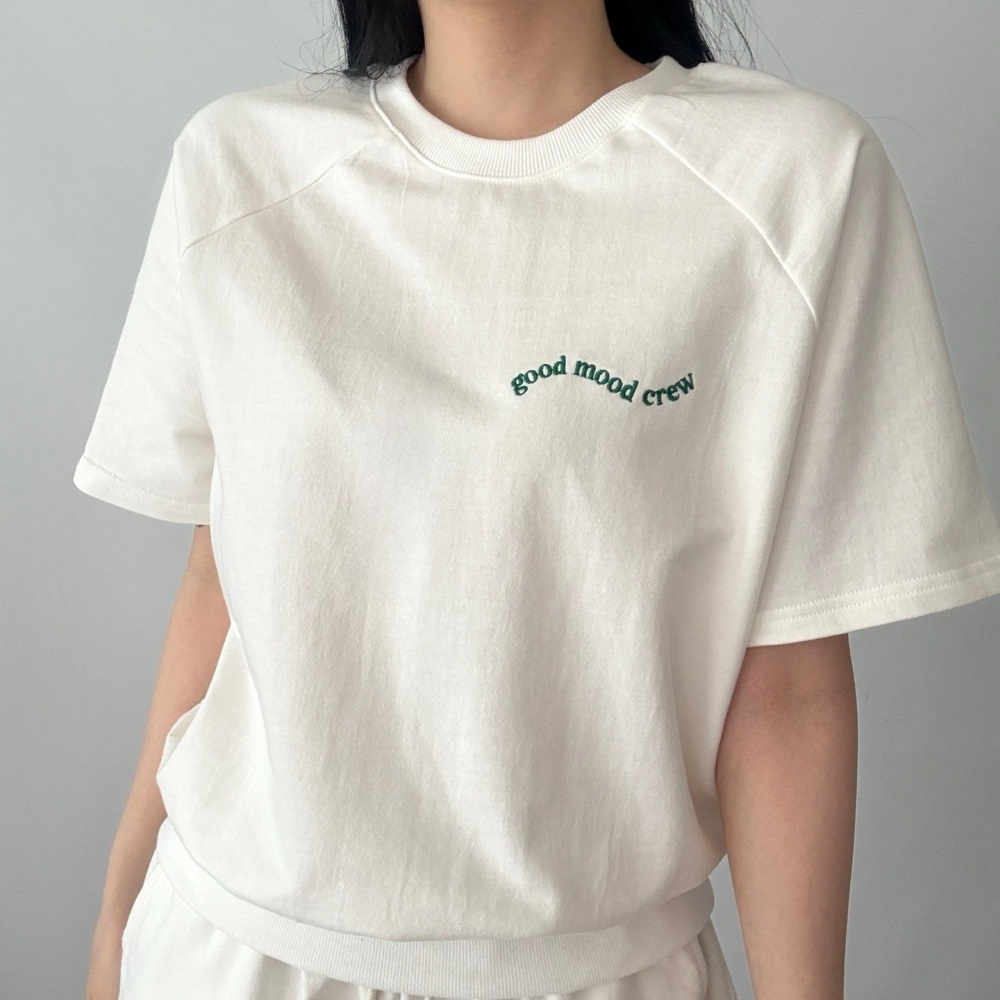 コットンラウンドネックベーシックラグラン半袖レタリングスウェット | 詳細画像6