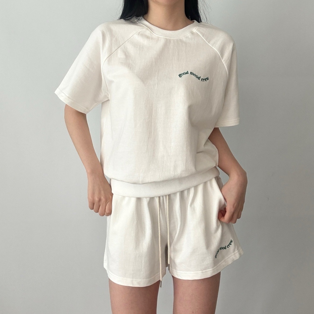 コットンラウンドネックベーシックラグラン半袖レタリングスウェット | 詳細画像7