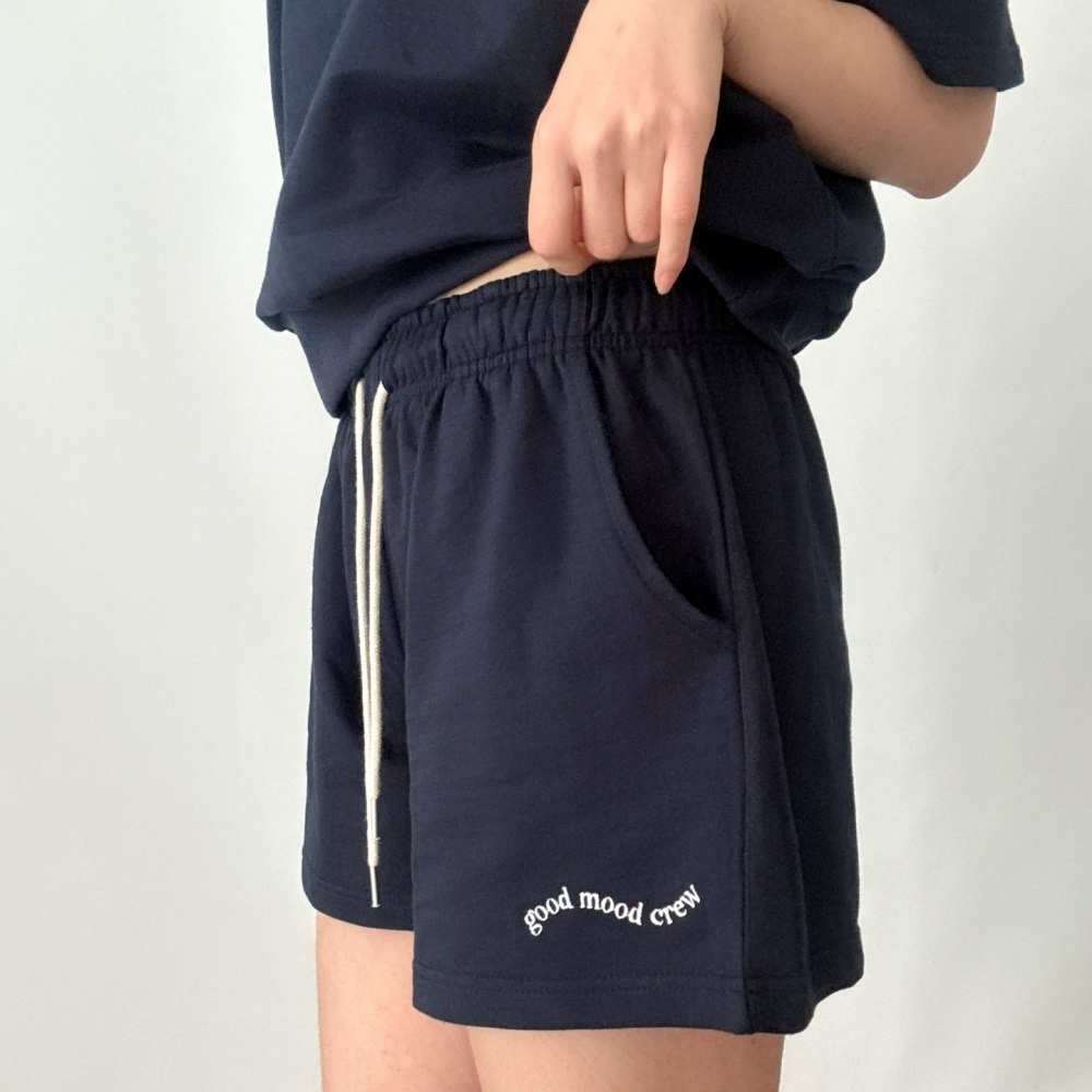 コットンドローストリングポケットウエストゴムレタリングスウェットショートパンツ | 詳細画像5
