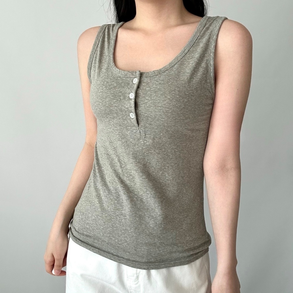 ボタンUネックベーシックノースリーブ | 詳細画像3