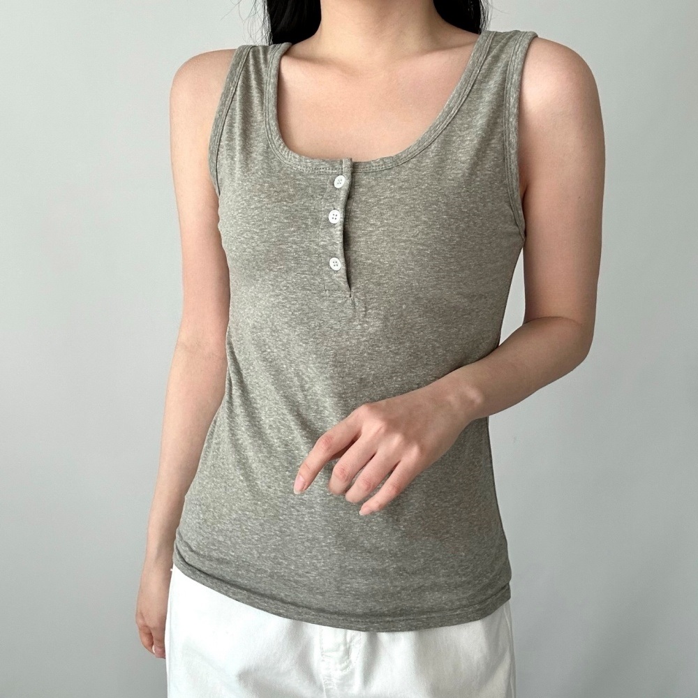 ボタンUネックベーシックノースリーブ | 詳細画像4