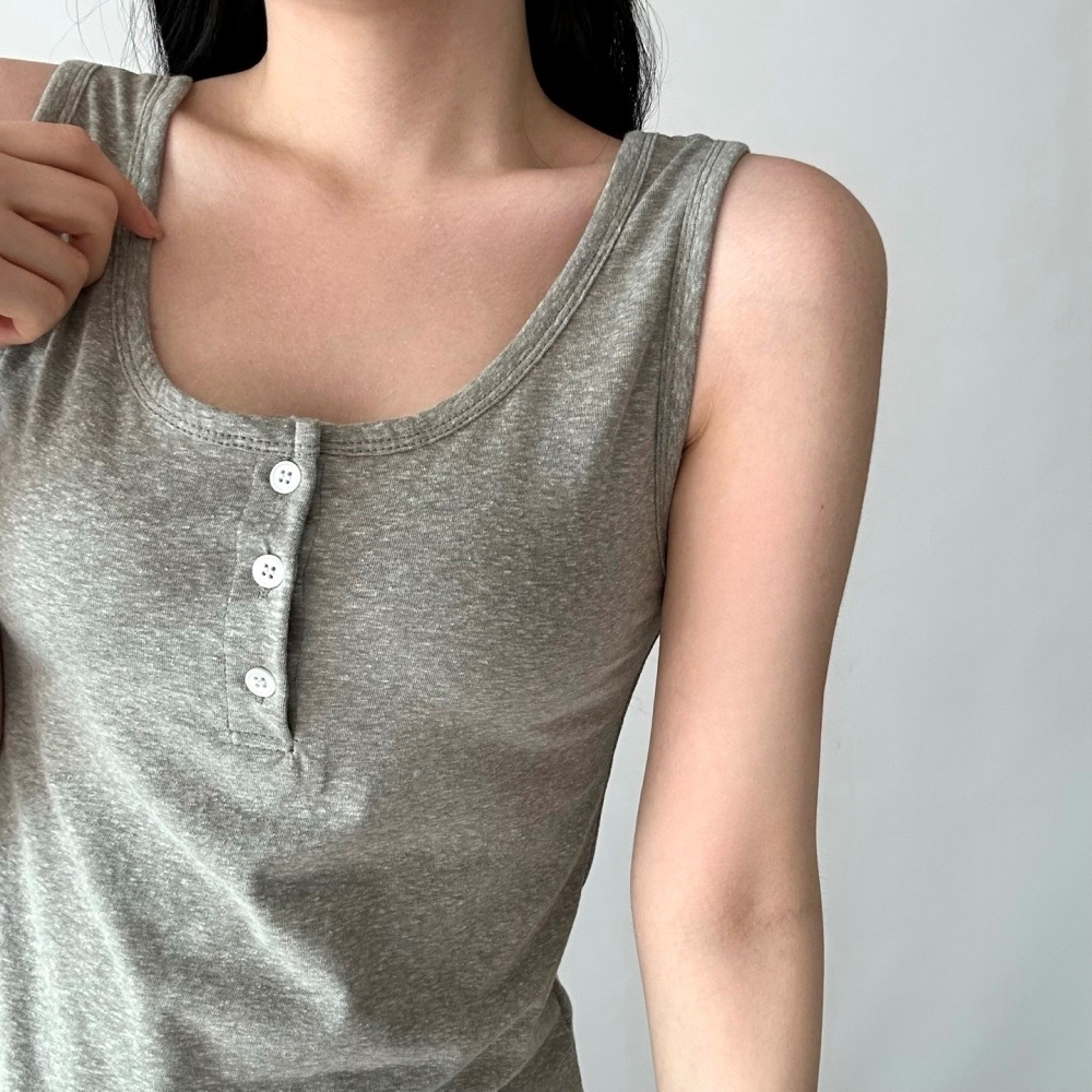 ボタンUネックベーシックノースリーブ | 詳細画像5