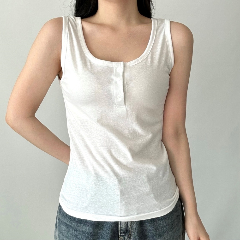 ボタンUネックベーシックノースリーブ | 詳細画像6