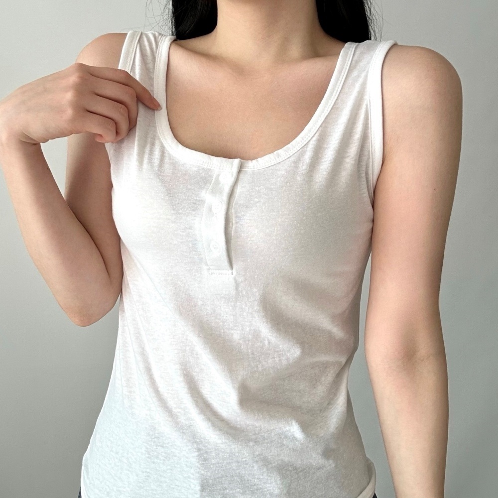 ボタンUネックベーシックノースリーブ | 詳細画像8