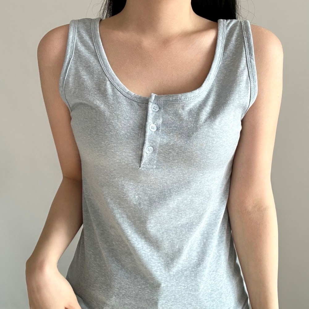 ボタンUネックベーシックノースリーブ | 詳細画像9