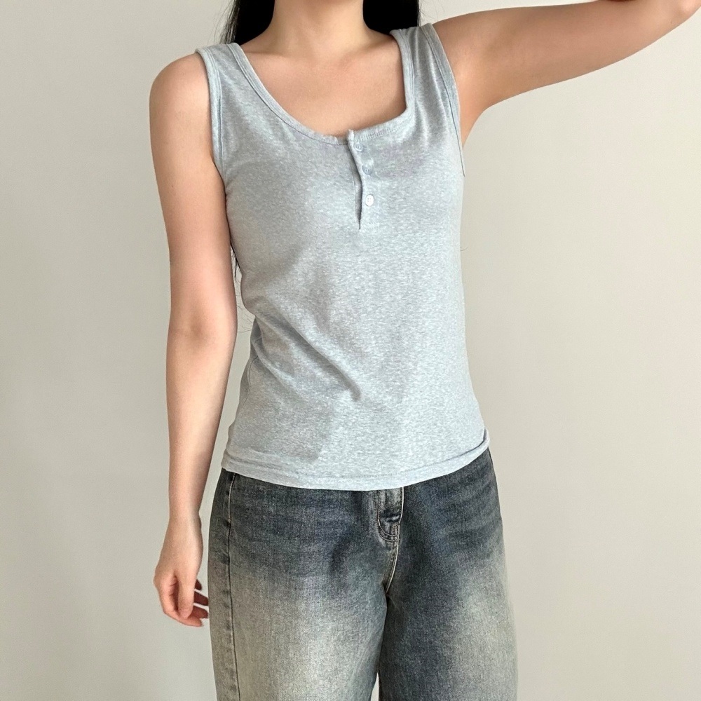 ボタンUネックベーシックノースリーブ | 詳細画像10