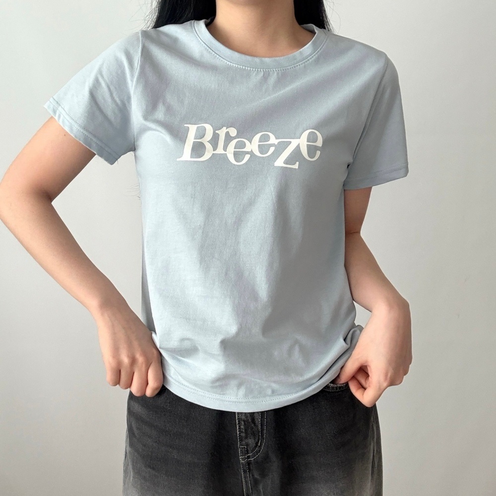 コットンラウンドネックベーシック半袖プリントTシャツ | 詳細画像3