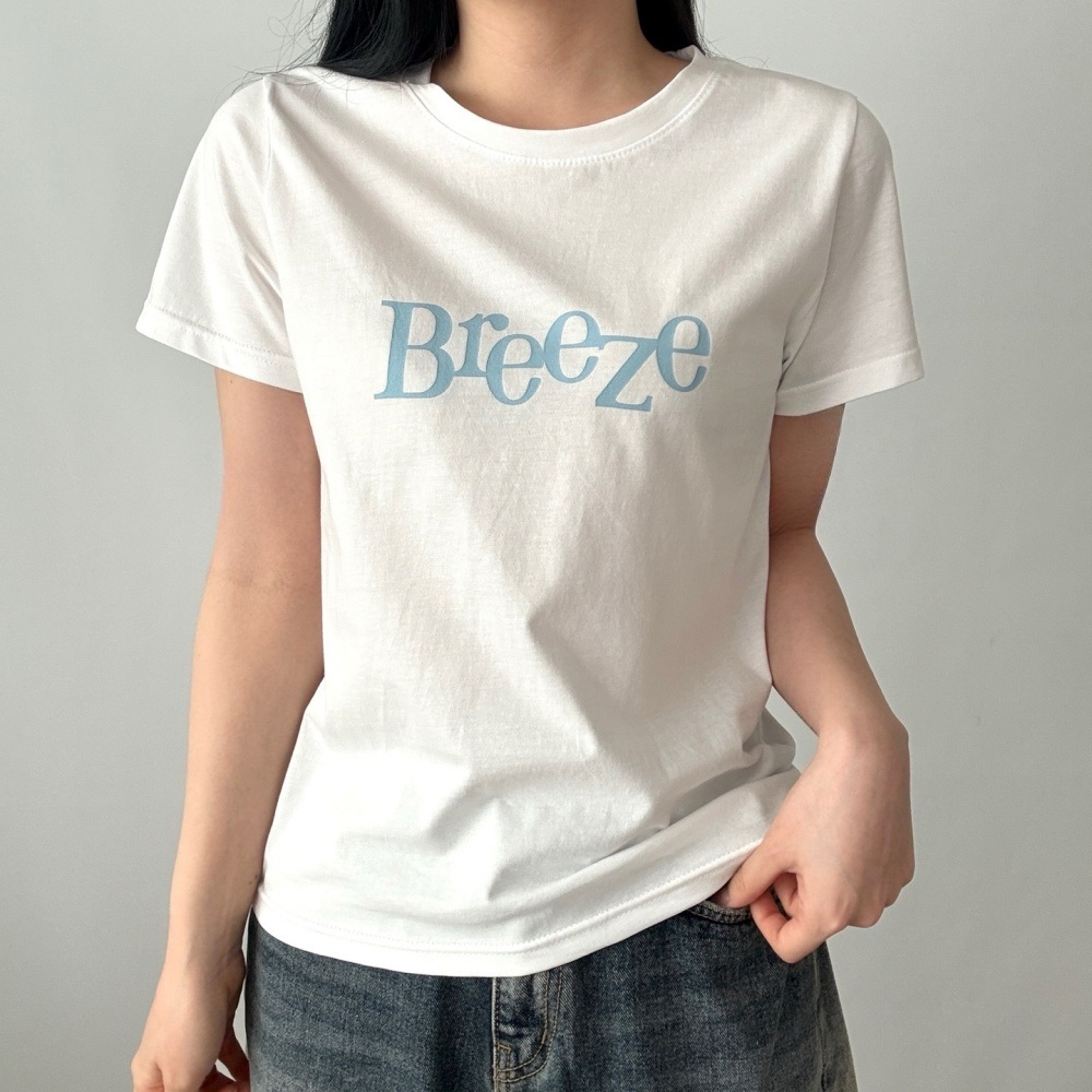 コットンラウンドネックベーシック半袖プリントTシャツ | 詳細画像7