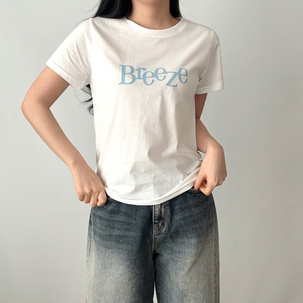 コットンラウンドネックベーシック半袖プリントTシャツ | 詳細画像8