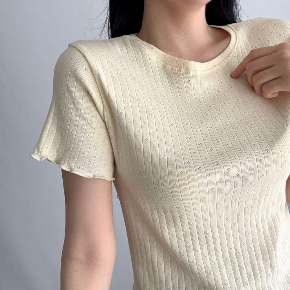 コットンラウンドネックメロウパンチング半袖Tシャツ | 詳細画像3