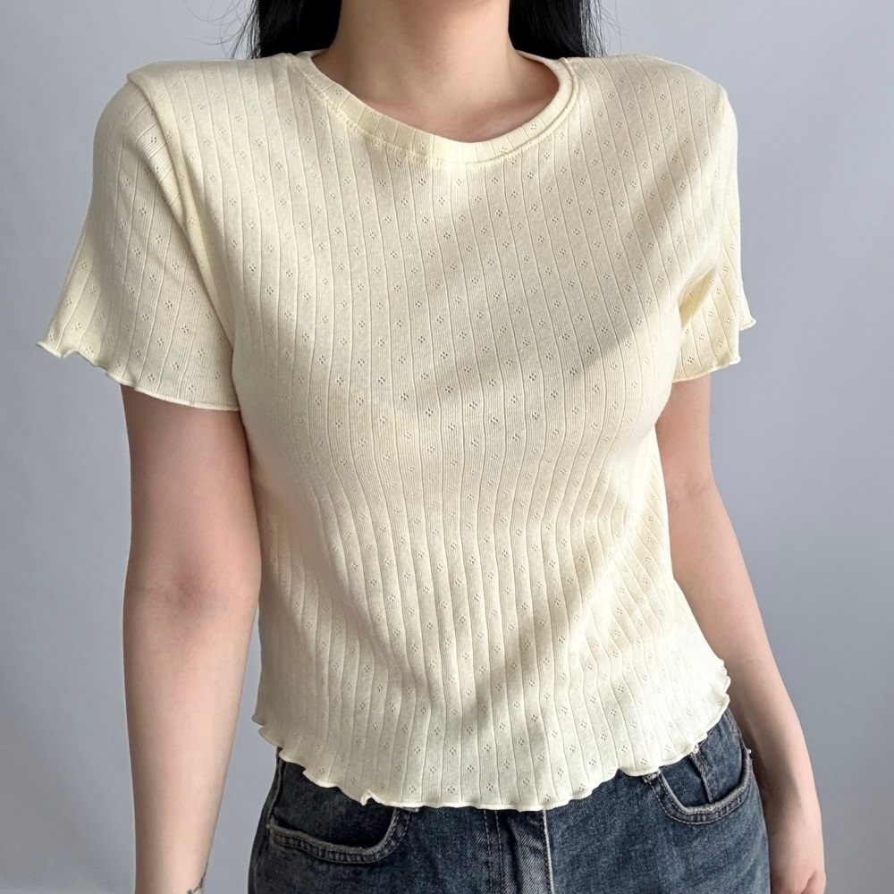 コットンラウンドネックメロウパンチング半袖Tシャツ | 詳細画像5