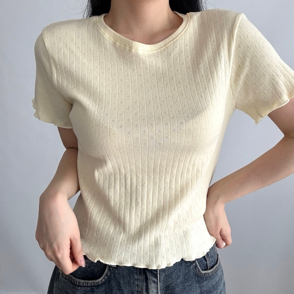 コットンラウンドネックメロウパンチング半袖Tシャツ | 詳細画像6