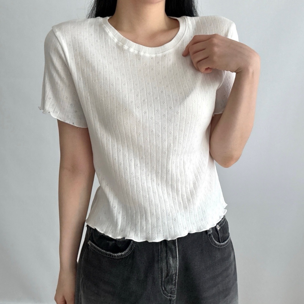 コットンラウンドネックメロウパンチング半袖Tシャツ | 詳細画像8