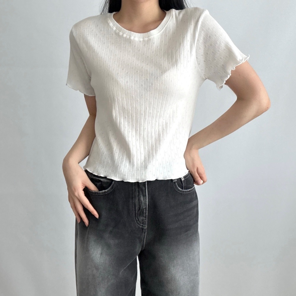 コットンラウンドネックメロウパンチング半袖Tシャツ | 詳細画像9