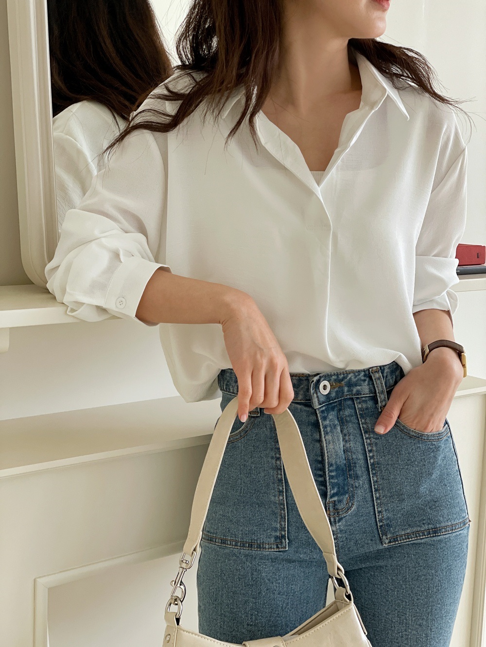 オープンカラー長袖ブラウス | 詳細画像2