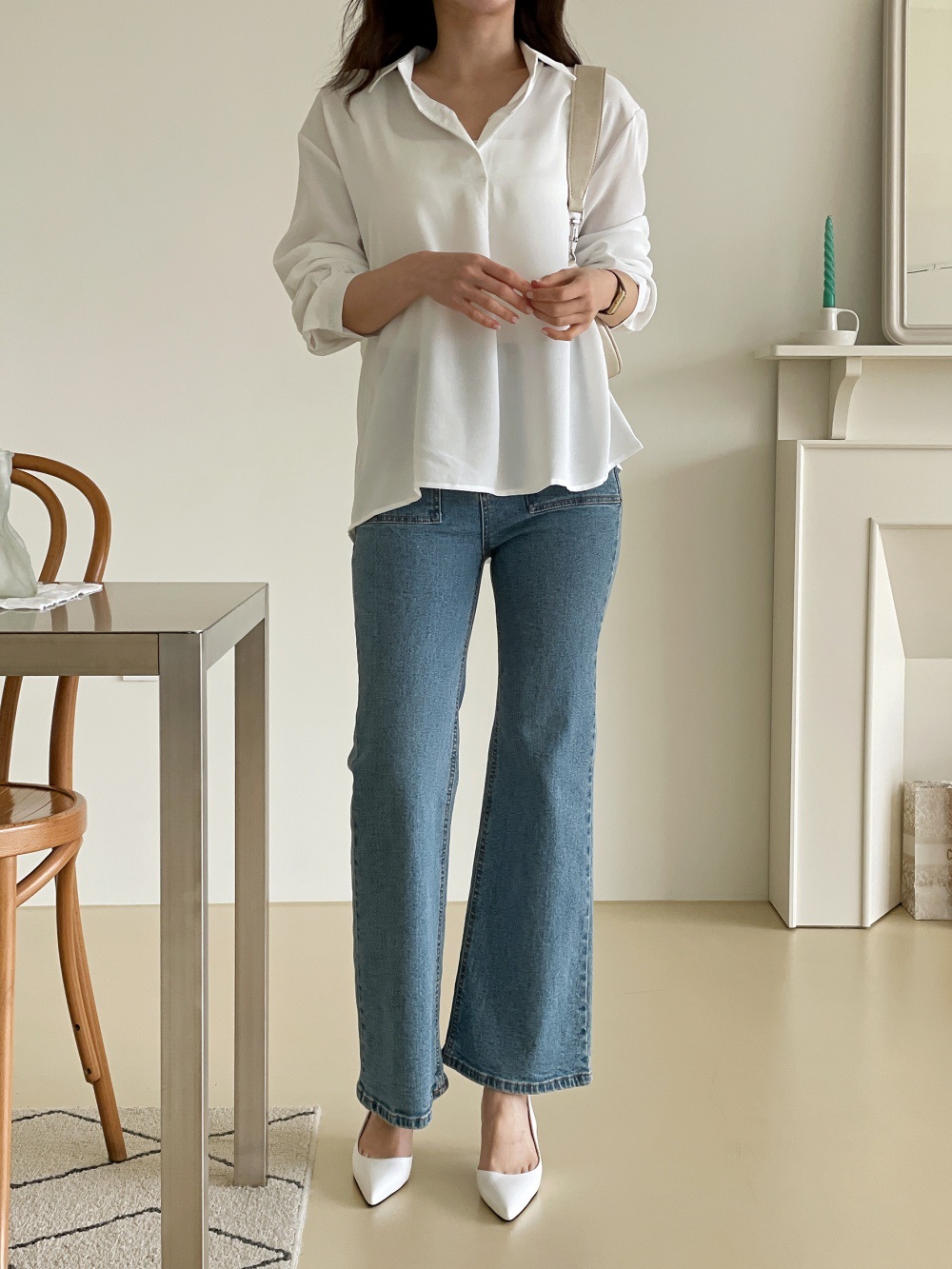 オープンカラー長袖ブラウス | 詳細画像5