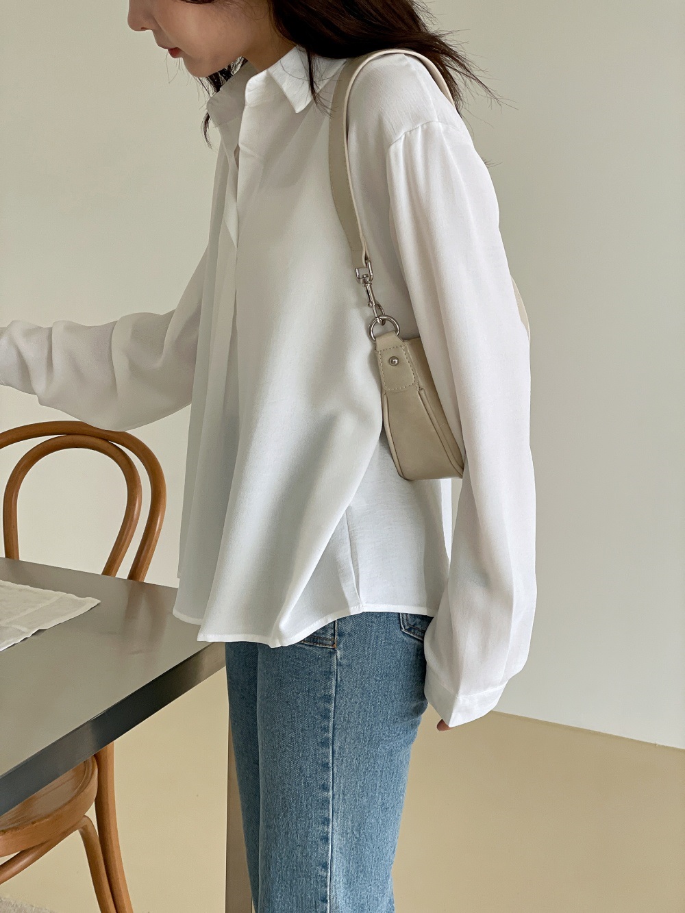 オープンカラー長袖ブラウス | 詳細画像8