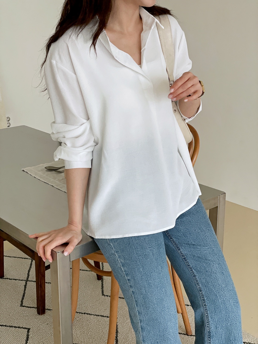 オープンカラー長袖ブラウス | 詳細画像10