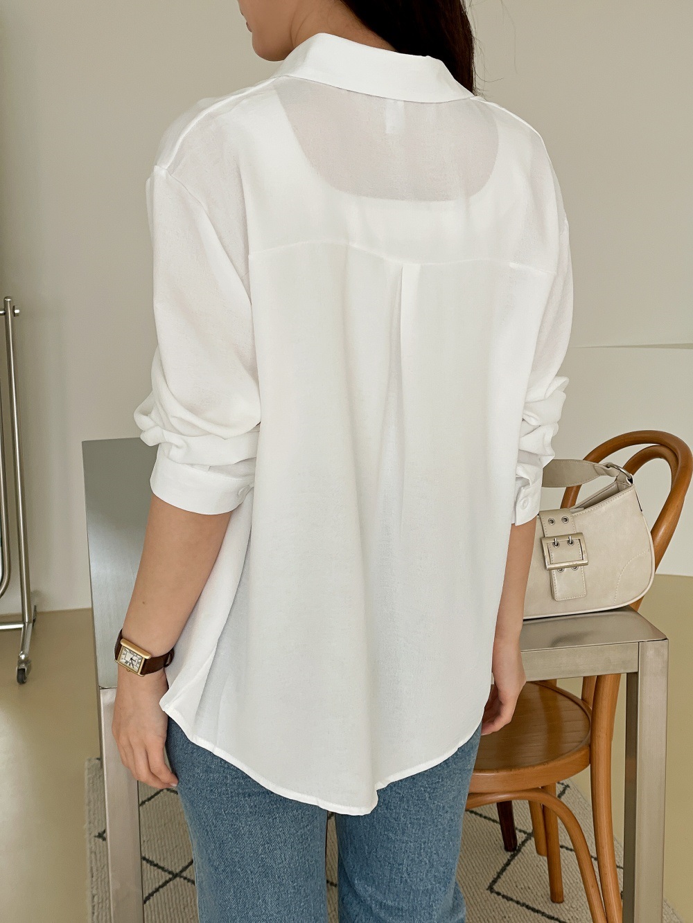 オープンカラー長袖ブラウス | 詳細画像13