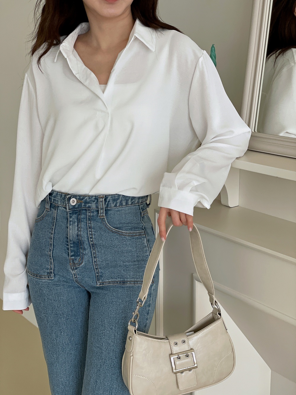 オープンカラー長袖ブラウス | 詳細画像18