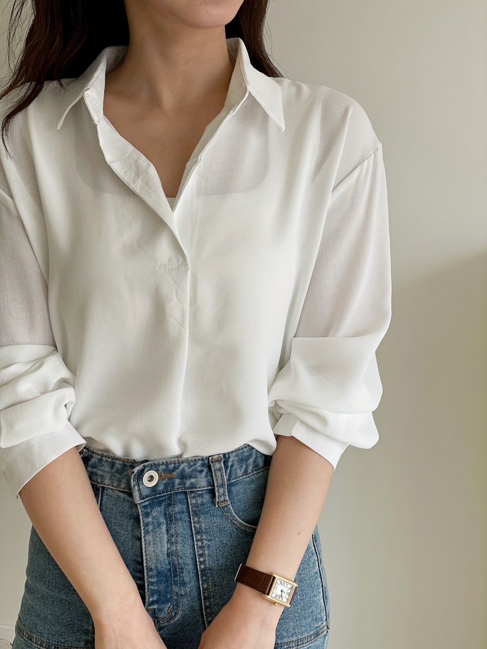 オープンカラー長袖ブラウス | 詳細画像20