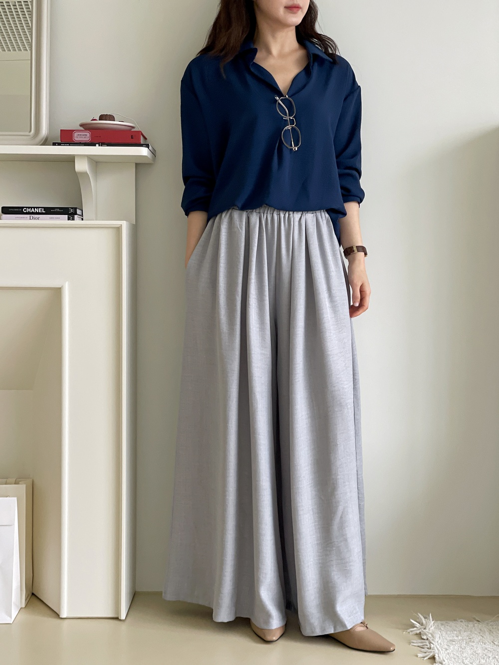 オープンカラー長袖ブラウス | 詳細画像24