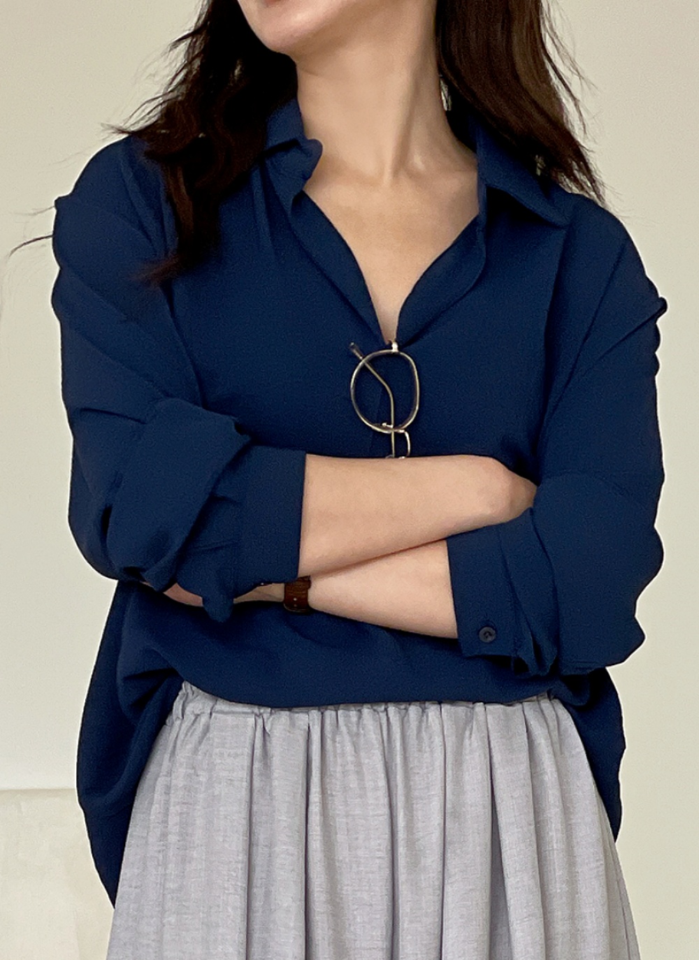 オープンカラー長袖ブラウス | 詳細画像28