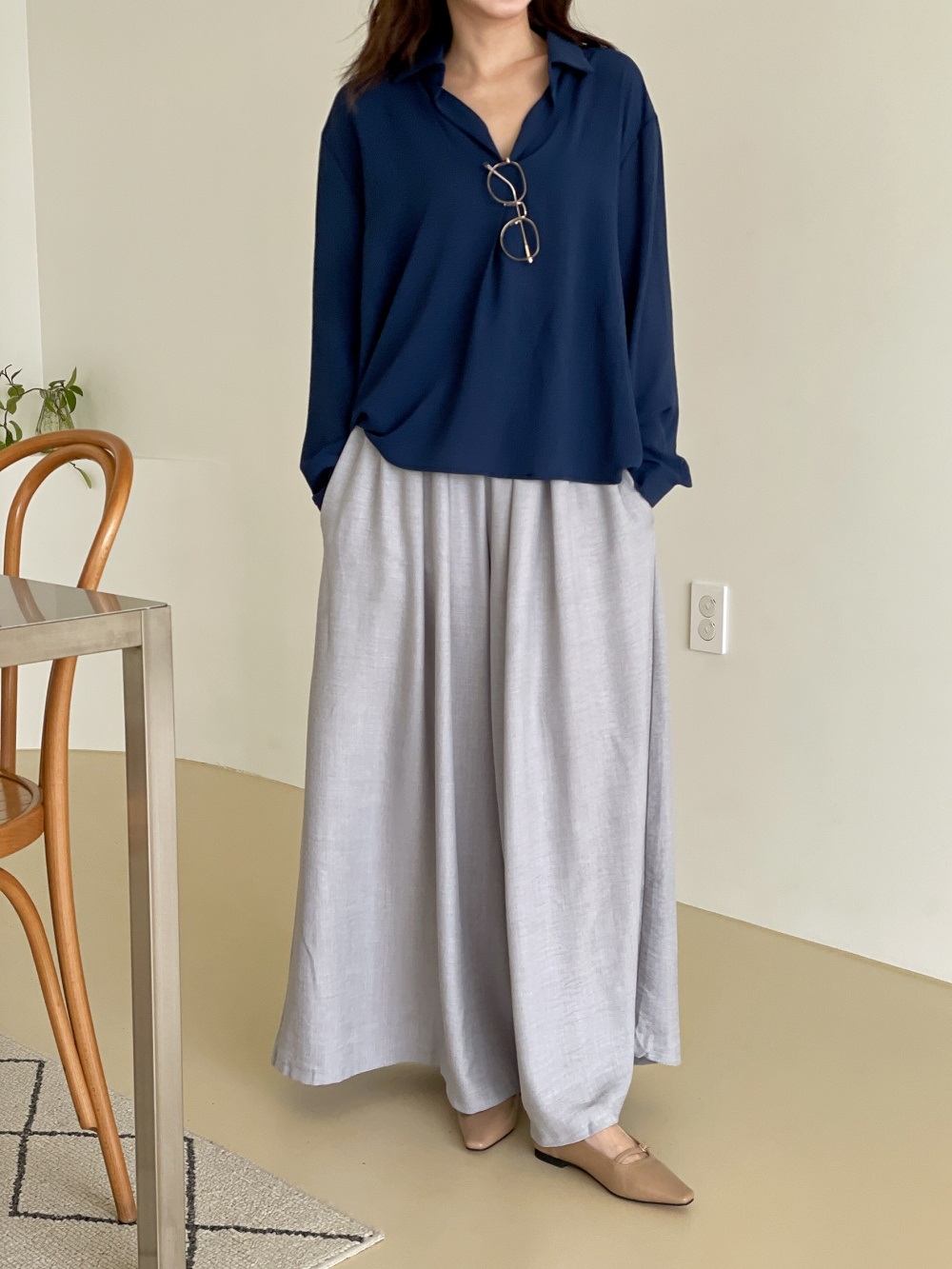 ポケットボックスプリーツウエストゴムフレアワイドパンツ | 詳細画像3