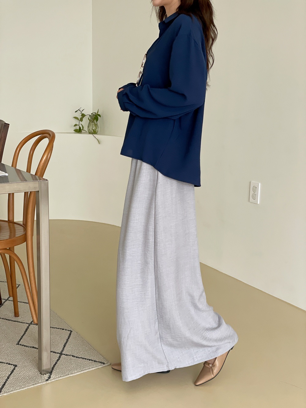 ポケットボックスプリーツウエストゴムフレアワイドパンツ | 詳細画像7