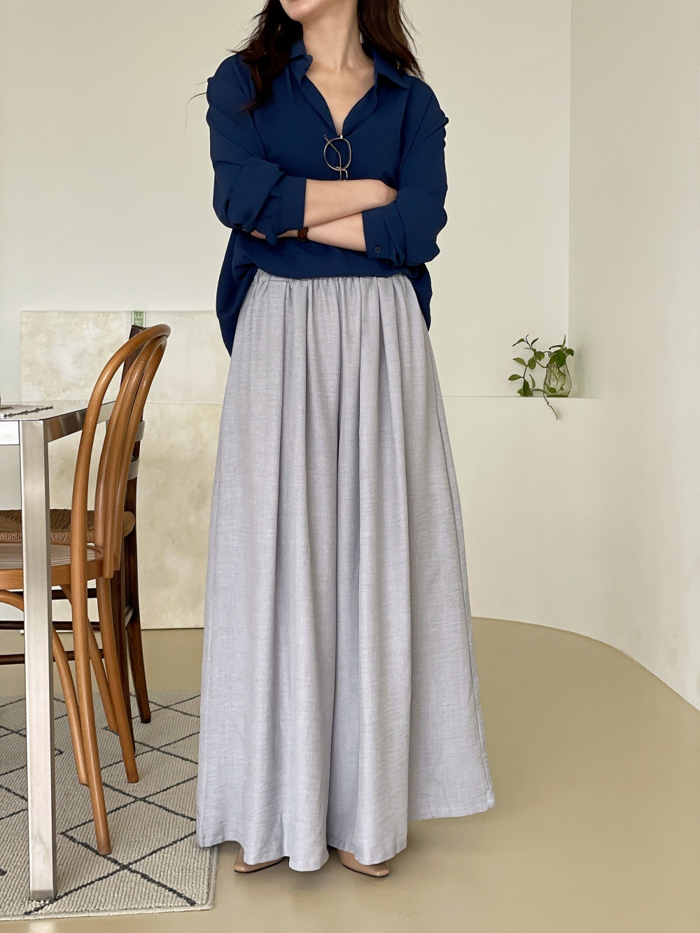 ポケットボックスプリーツウエストゴムフレアワイドパンツ | 詳細画像11