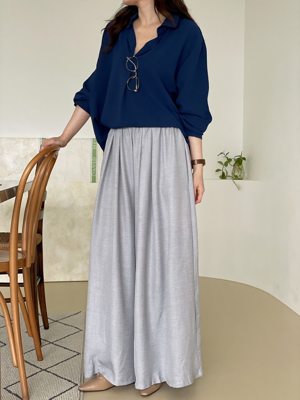 ポケットボックスプリーツウエストゴムフレアワイドパンツ | 詳細画像13