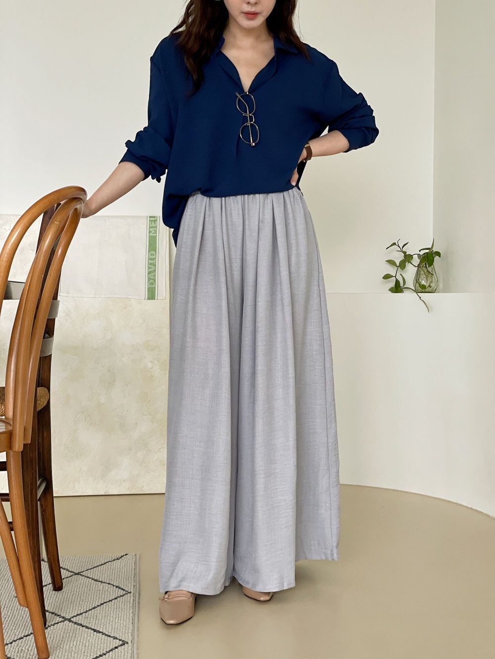 ポケットボックスプリーツウエストゴムフレアワイドパンツ | 詳細画像14